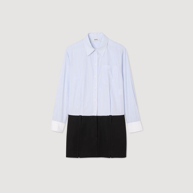 Short dress with dual materials