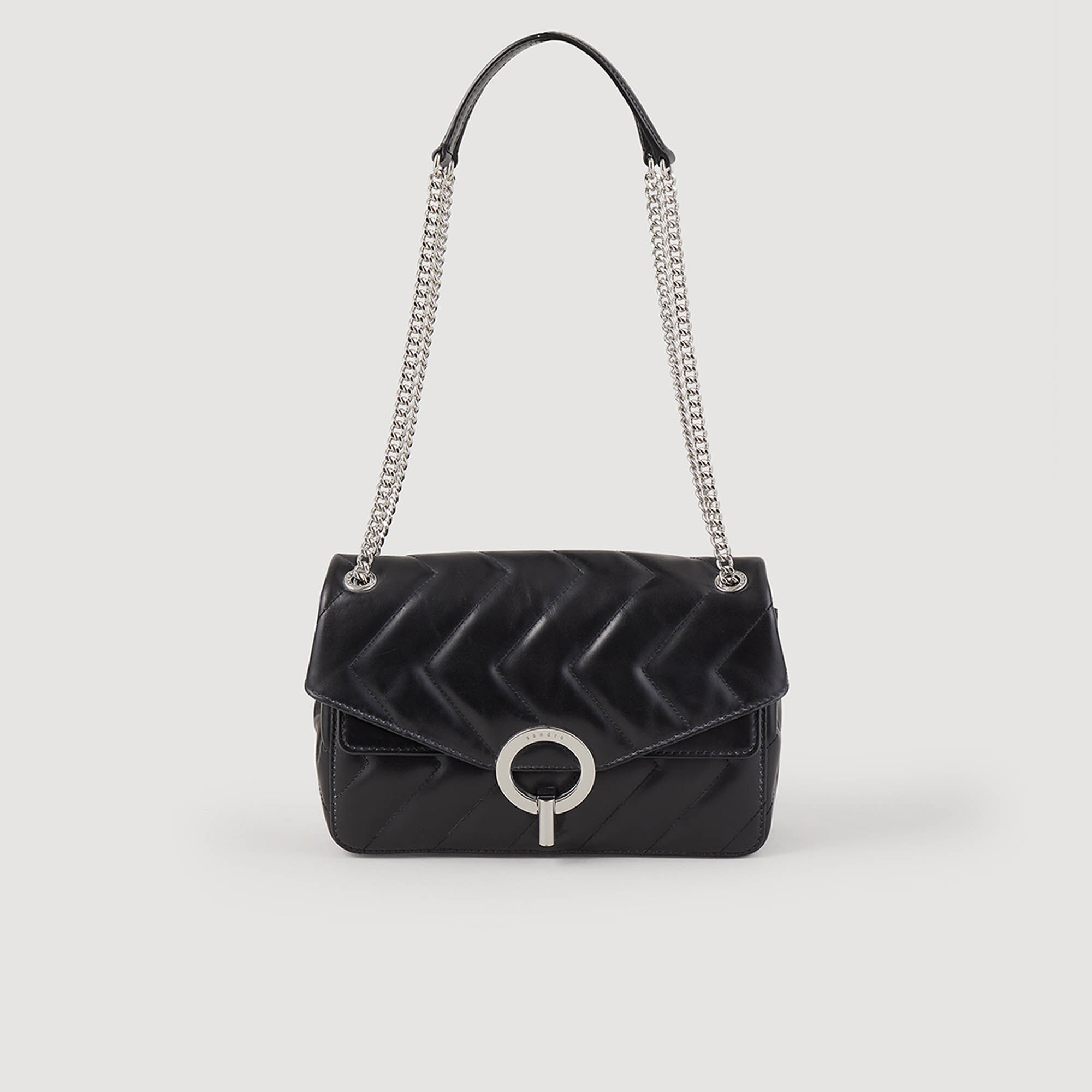 Yza bag in certified leather black / gray For Women | Sandro