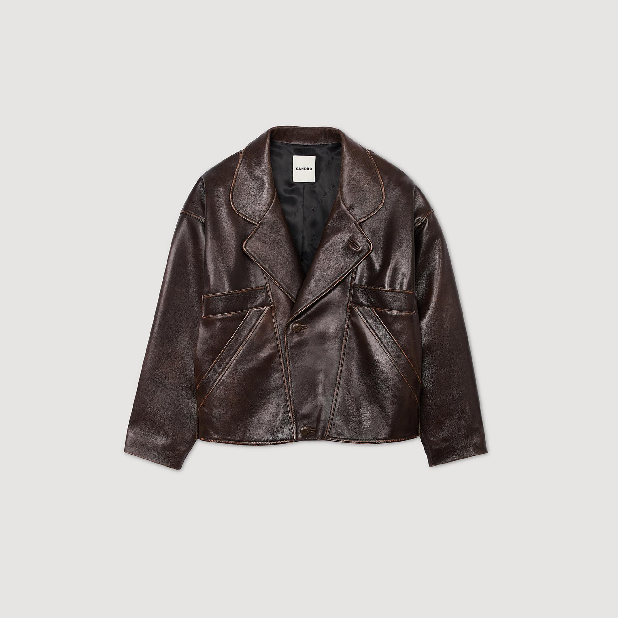 Sandro leather jacket women best sale