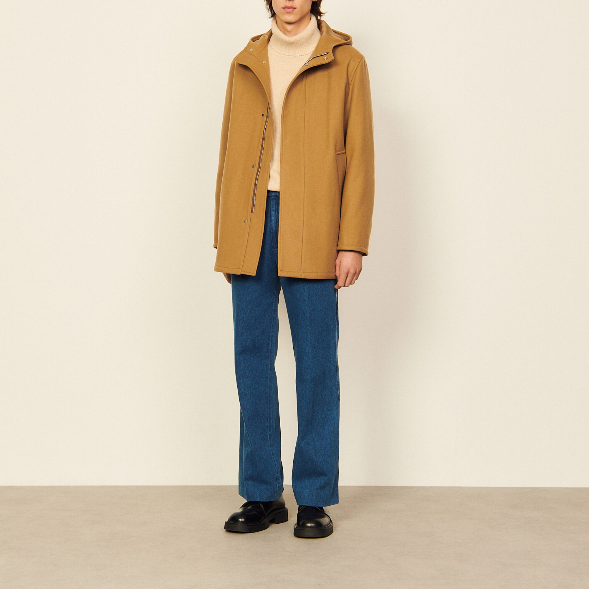 Wool and cashmere blend hooded parka