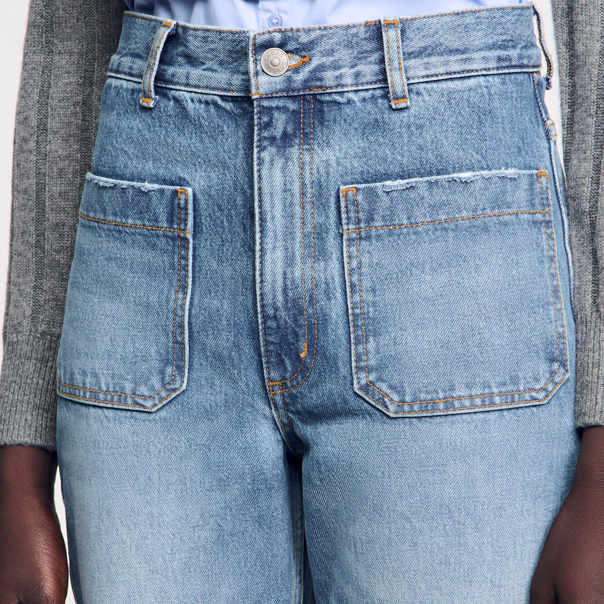 Flared faded jeans blue For Women | Sandro Paris