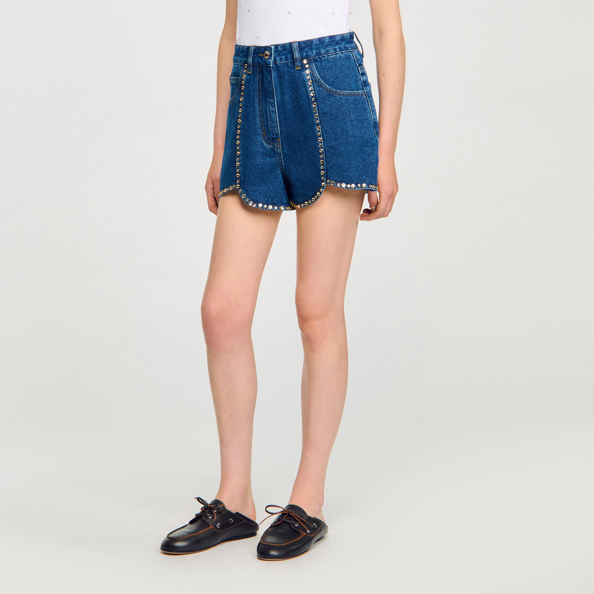 Rhinestone denim shorts