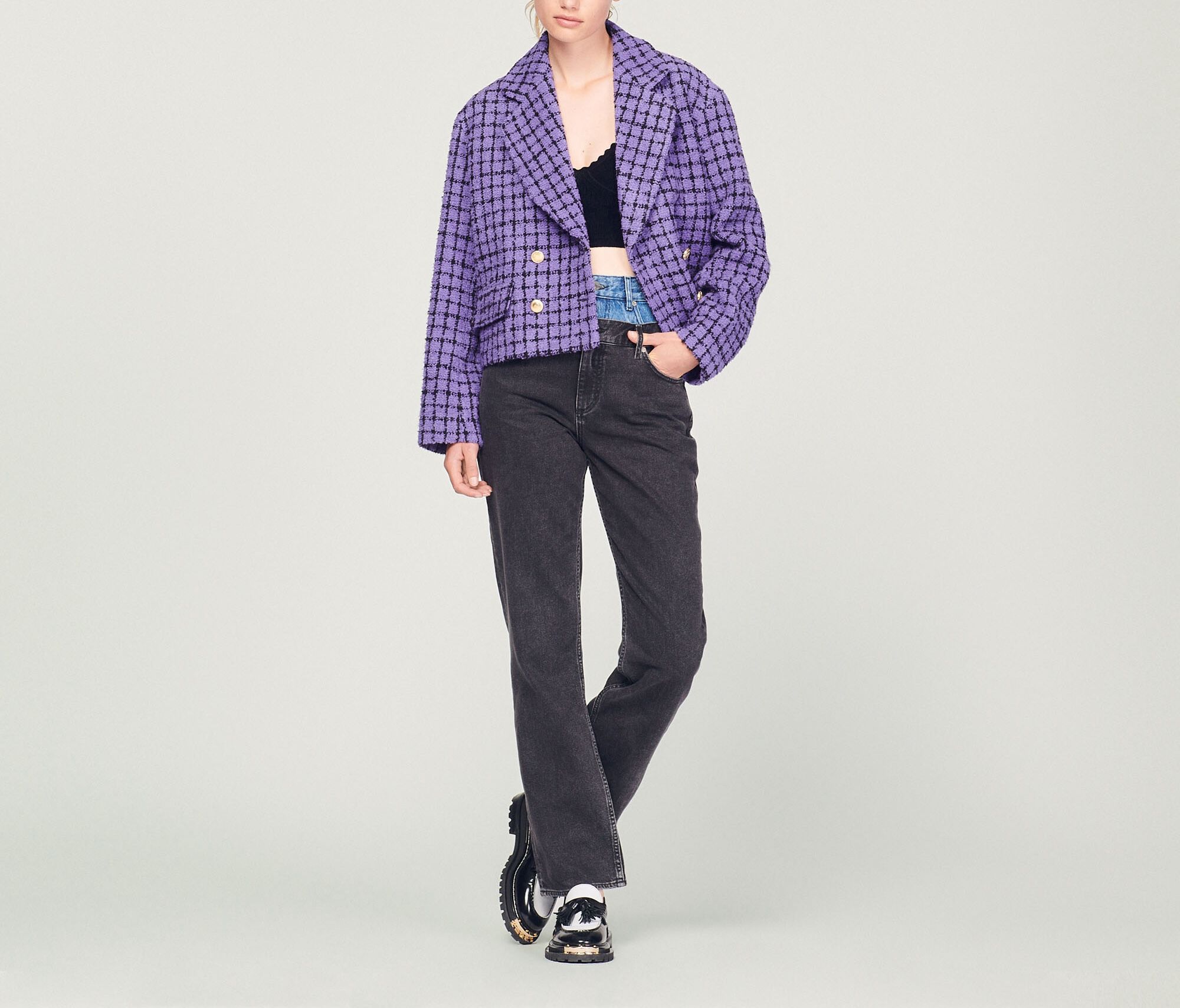 Cropped tweed blazer on sale