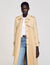 Pleated trench coat with belt