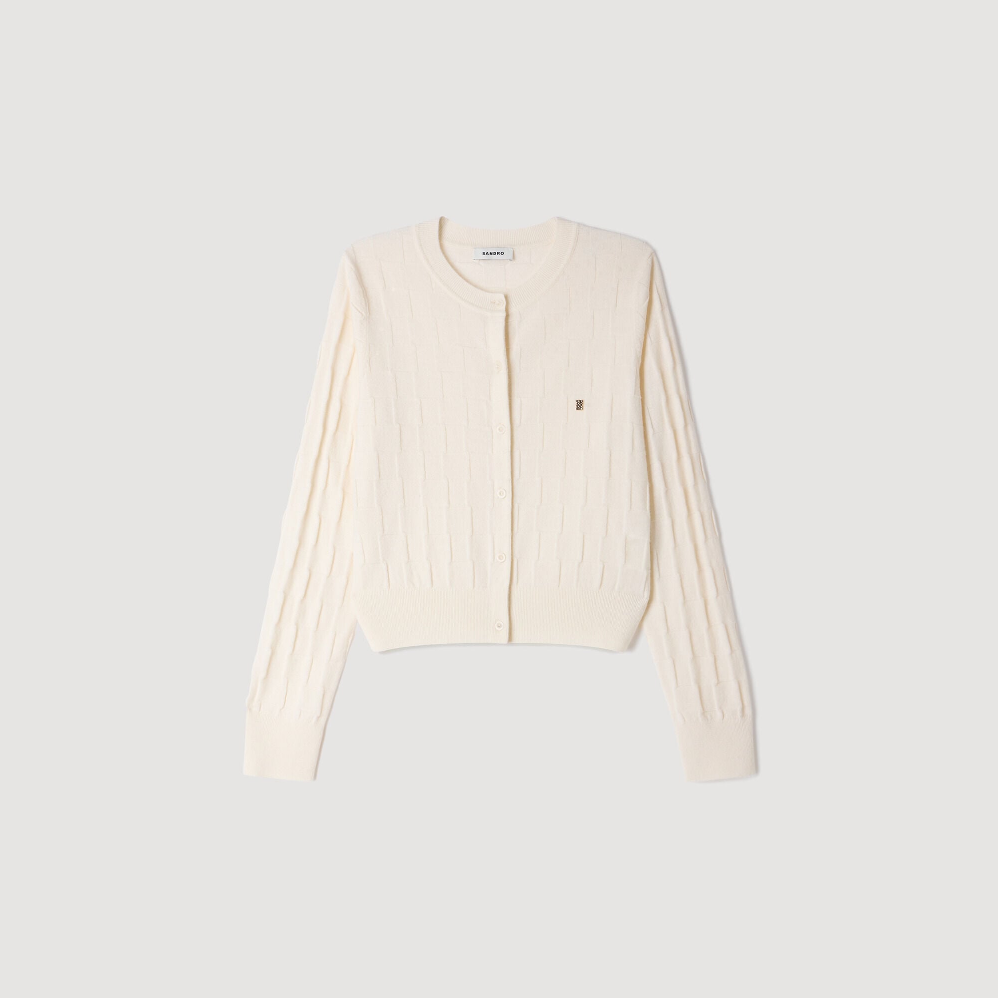 Cropped check stitch cardigan - Women | Sandro