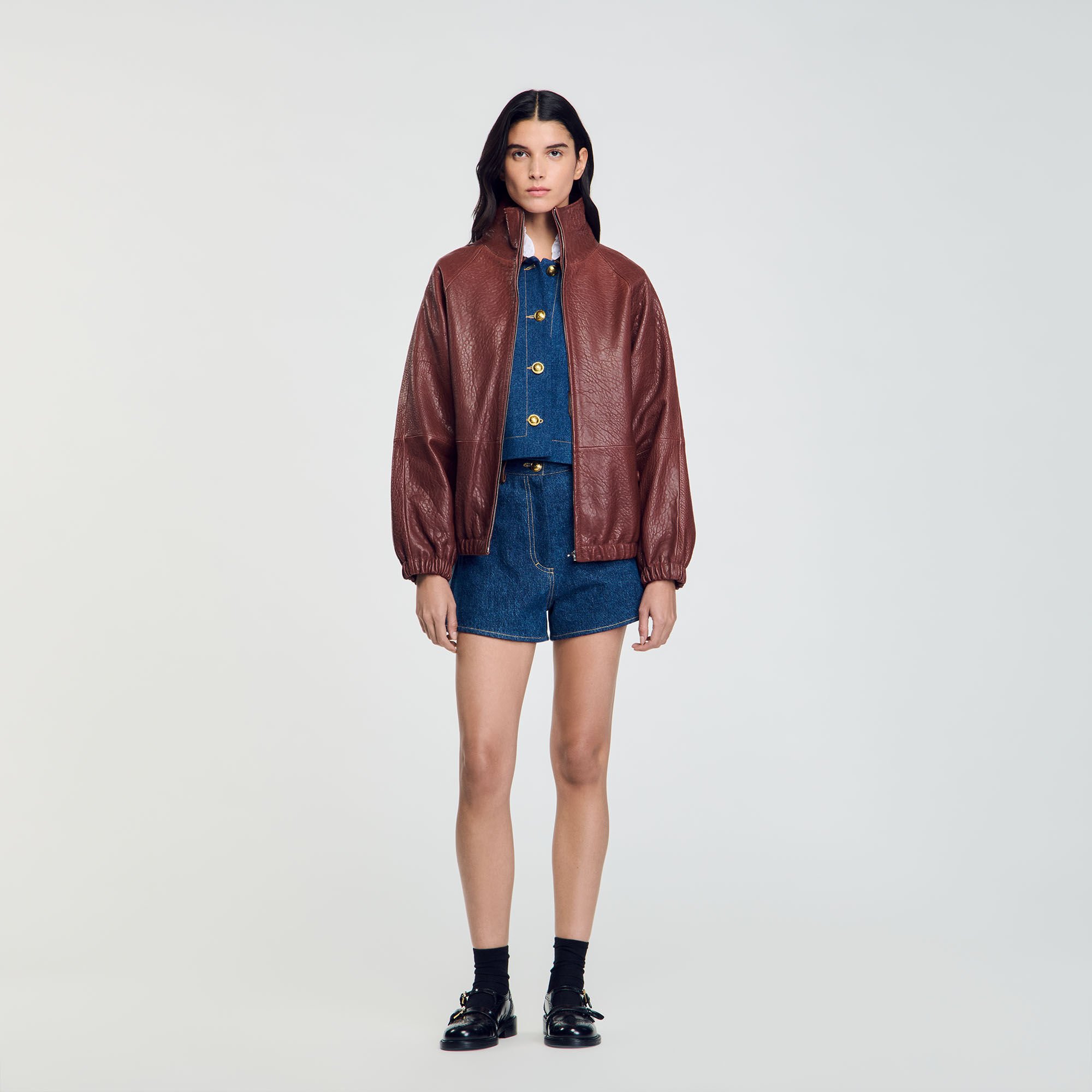 Oversized leather jacket