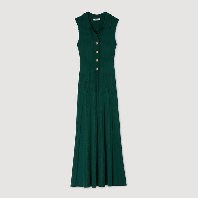 Knit dress with polo neck