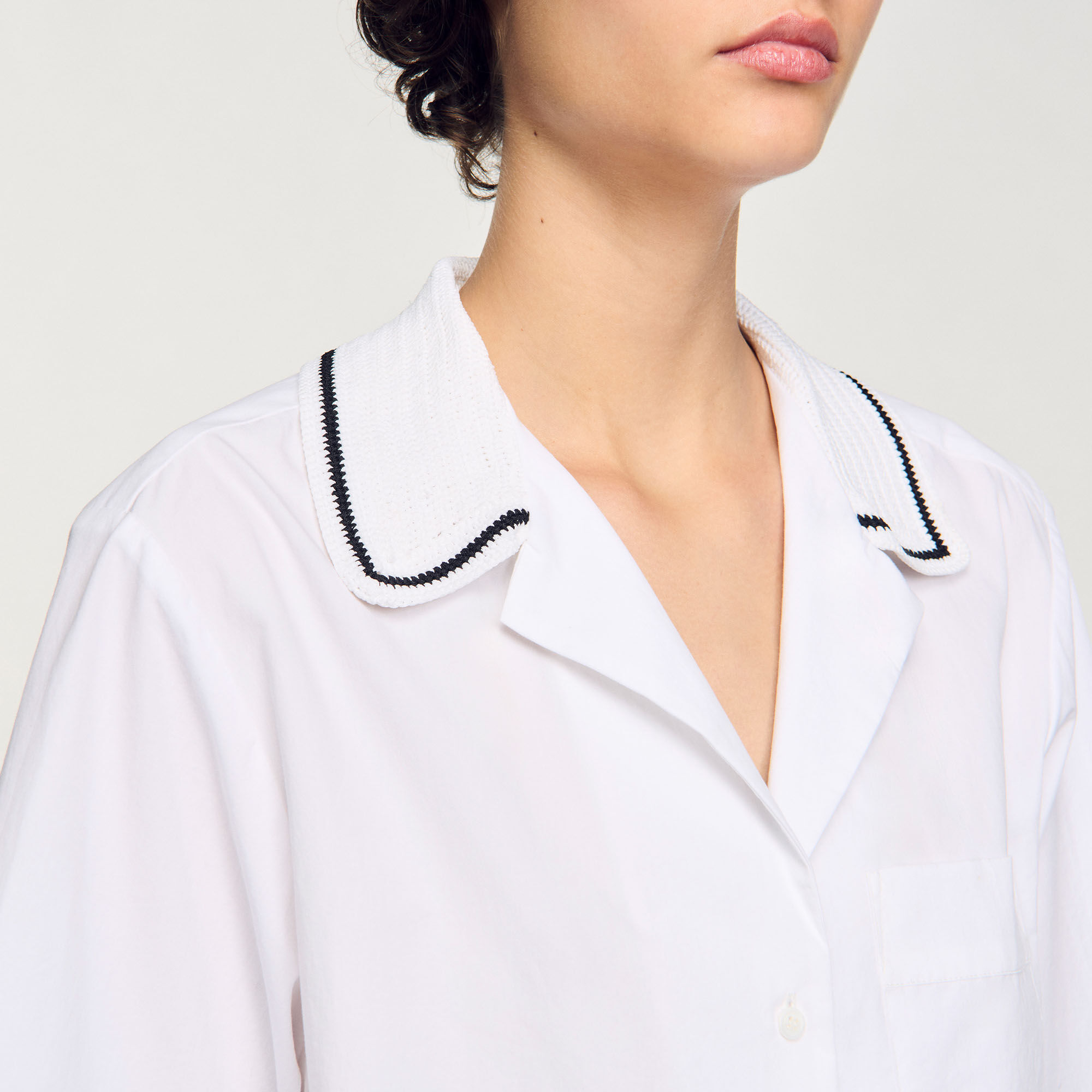 Crochet collar shirt