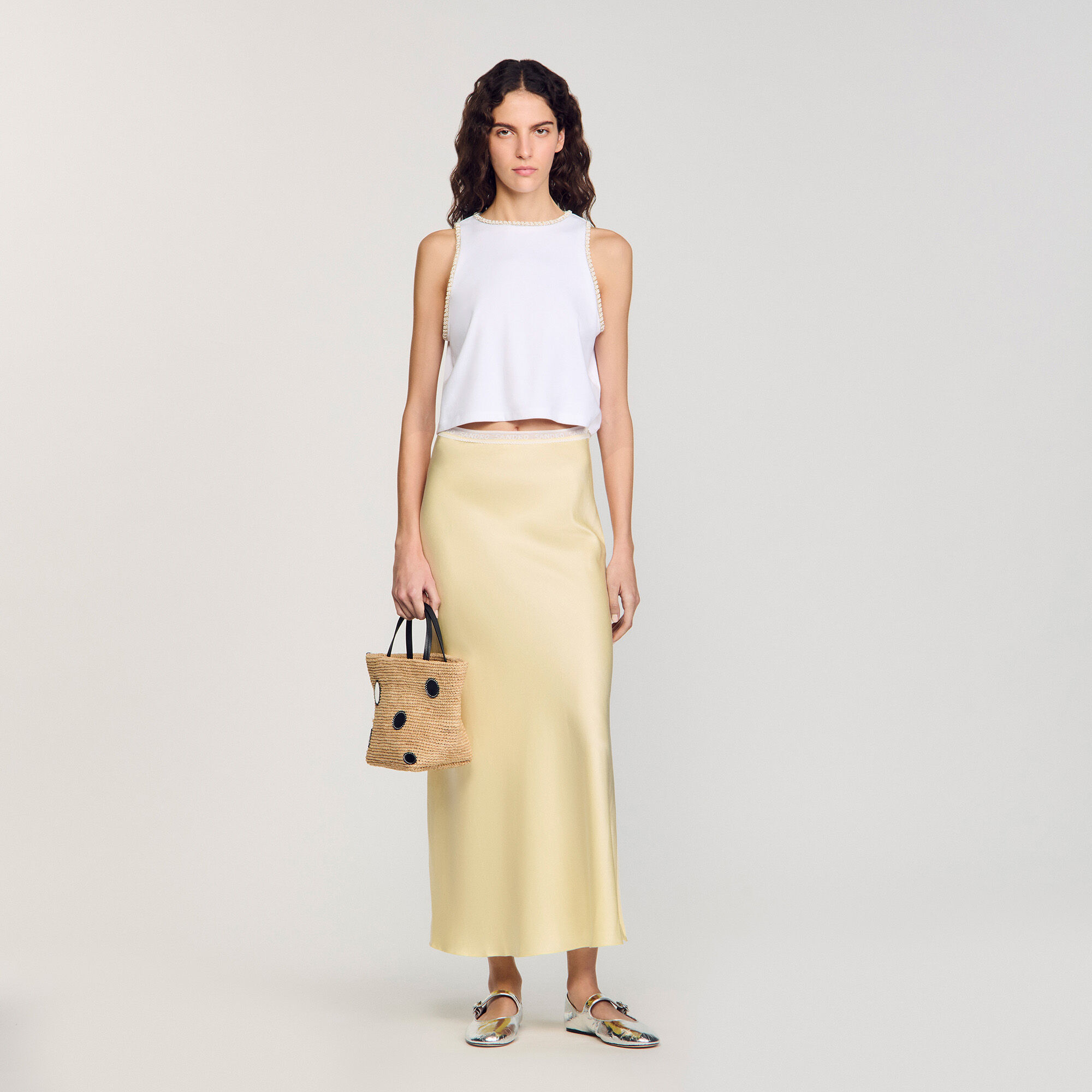 SANDRO サンドロ　トレーナー サイズS 美品　海外人気　コットン100% SANDRO high-waist Shorts | Neutrals | FARFETCH