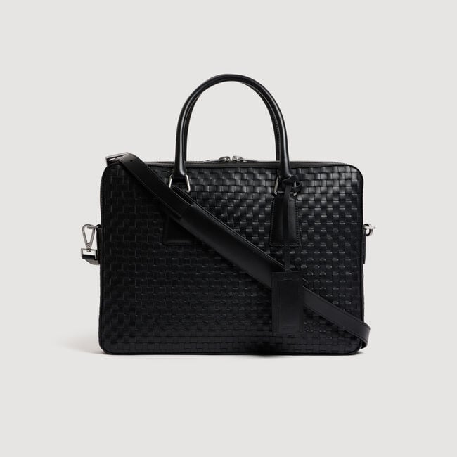 Woven leather briefcase - Men | Sandro