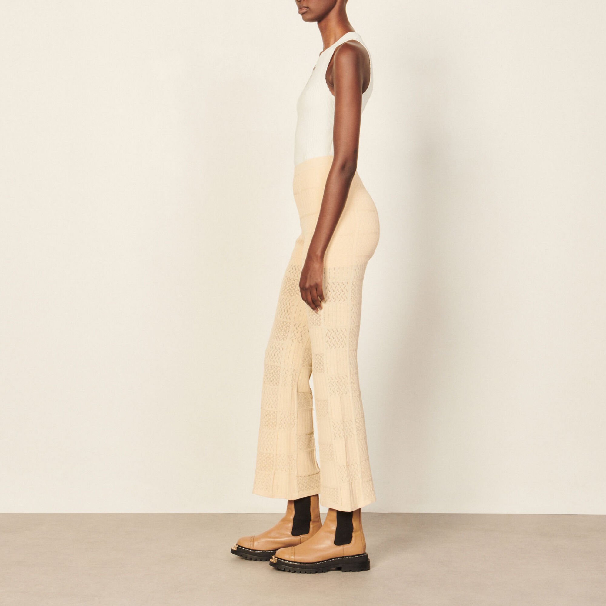 Pointelle knit trousers
