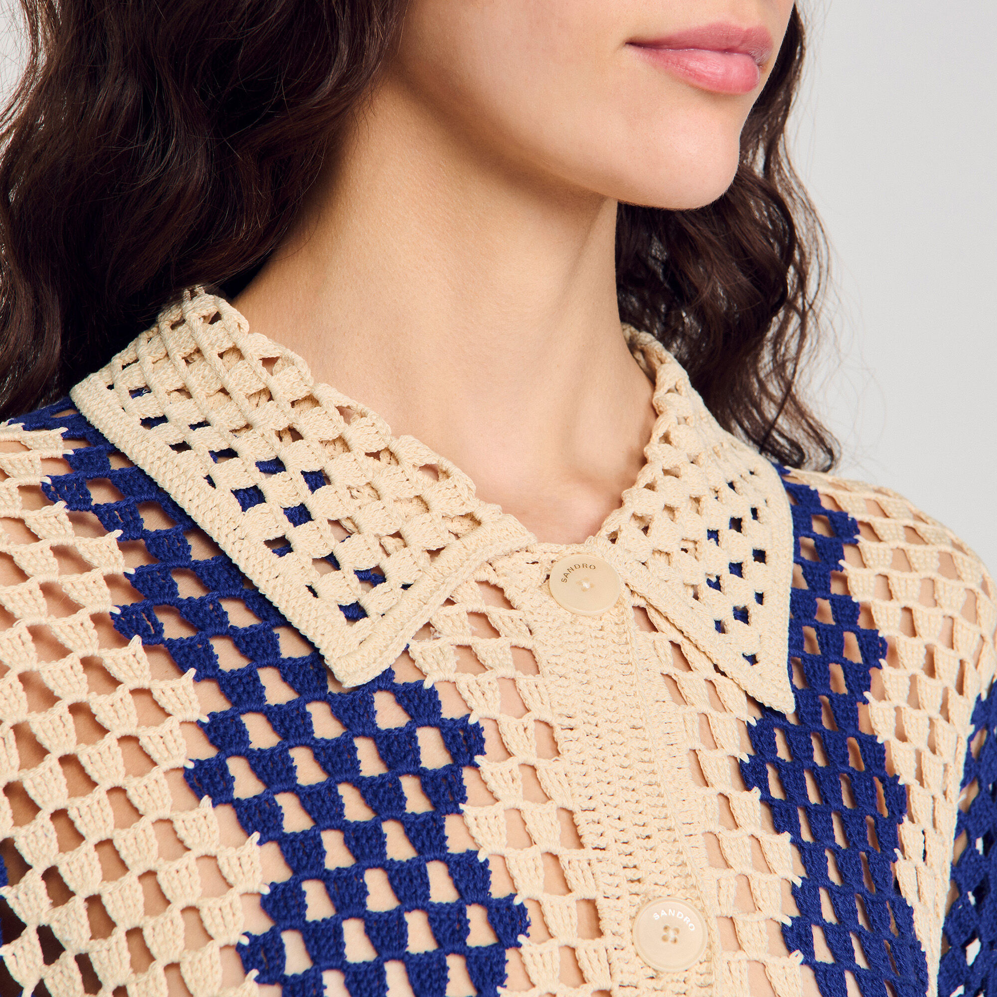 Two-tone knit cardigan