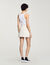 Short box-pleated skirt