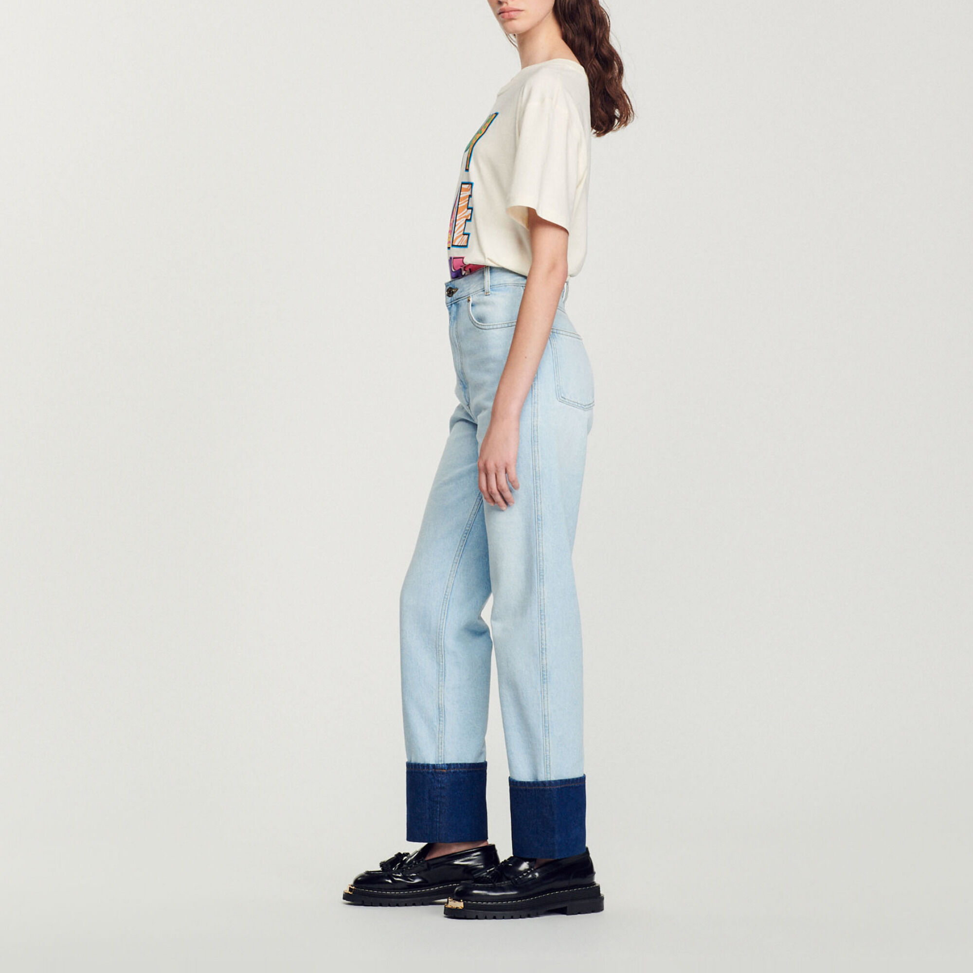 Faded jeans with contrasting cuffs