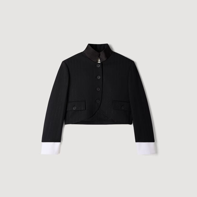 Short jacket with standing collar