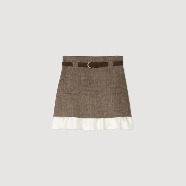 Short skirt with frill and belt