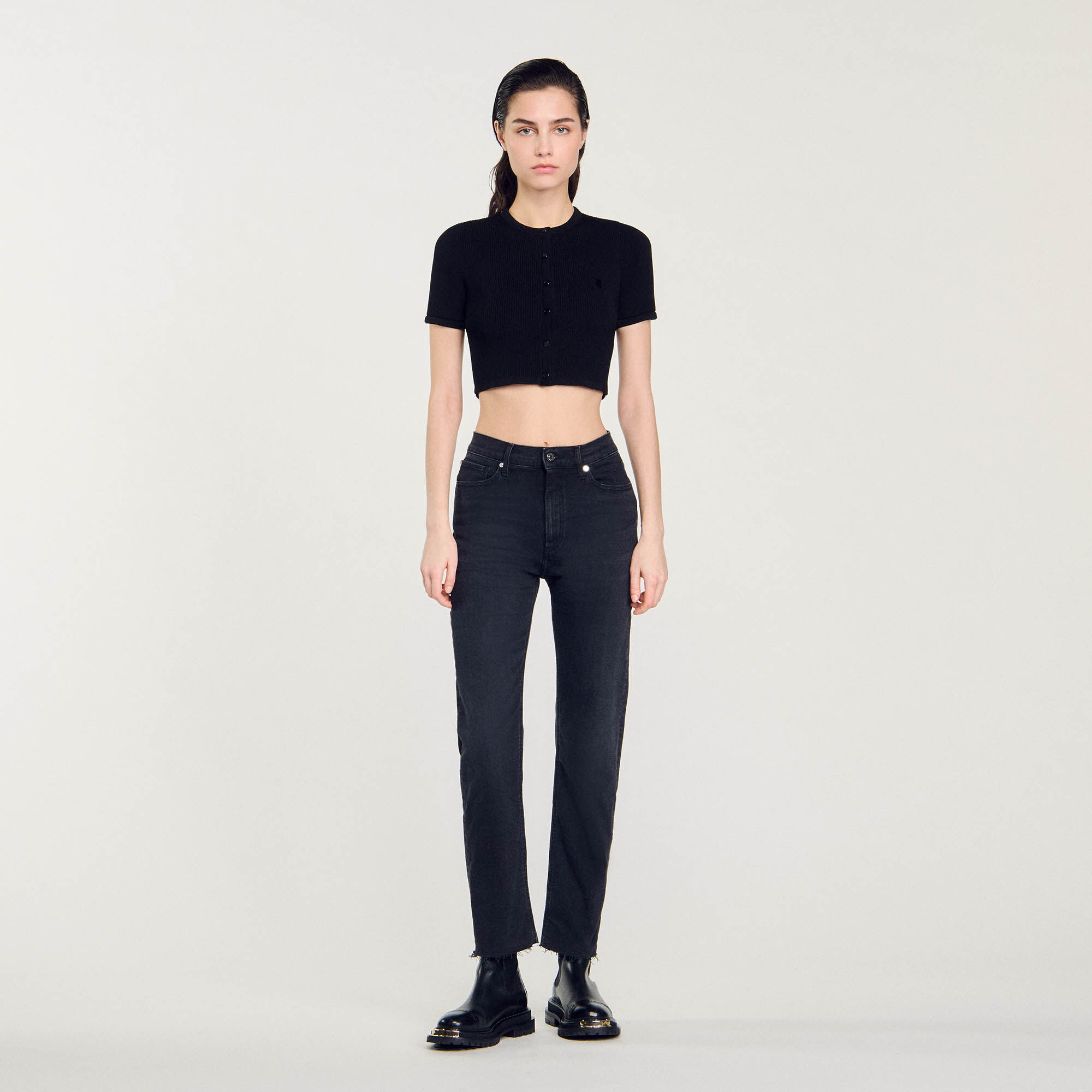 Sandro washed denim with seaming best sale