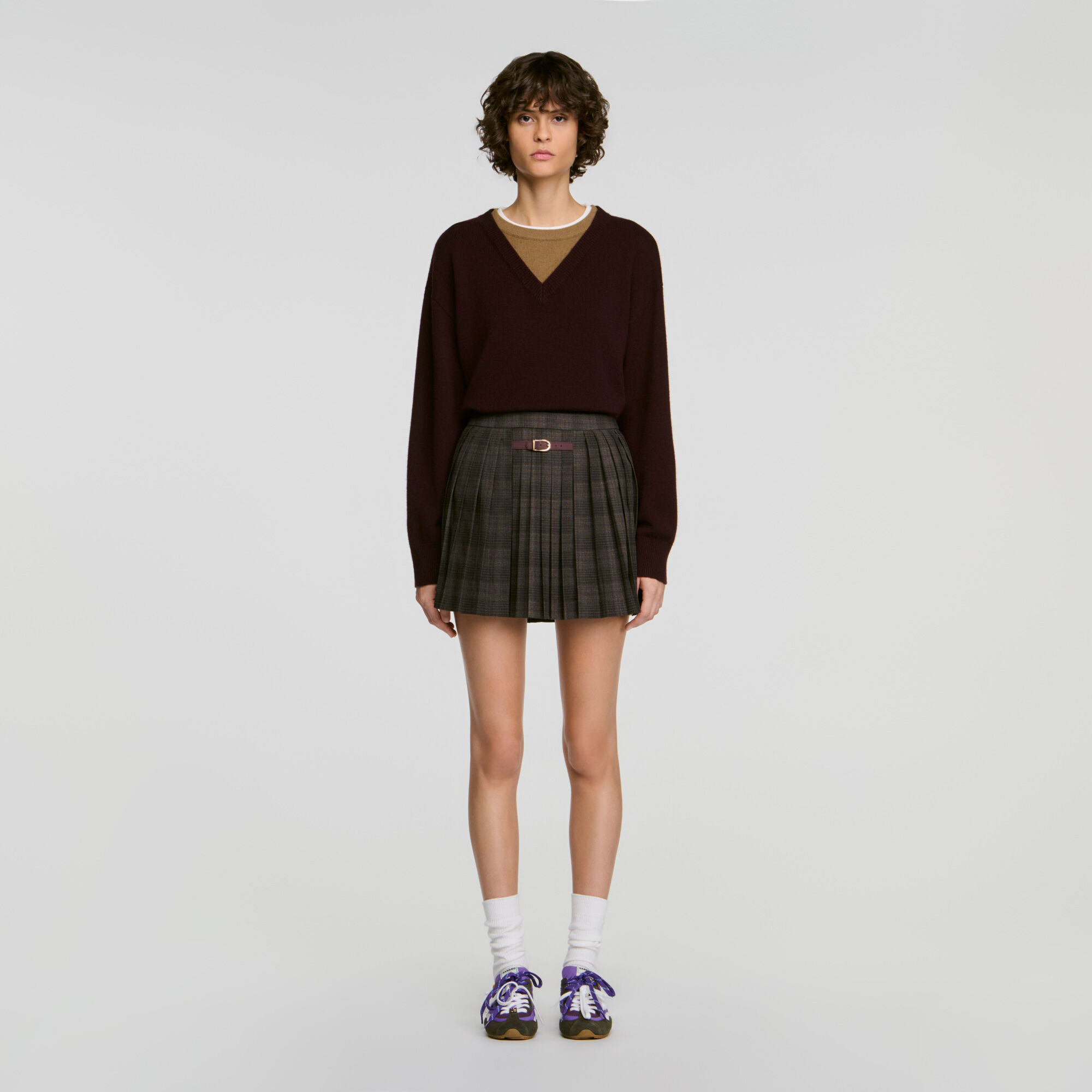 Checked pleated skirt