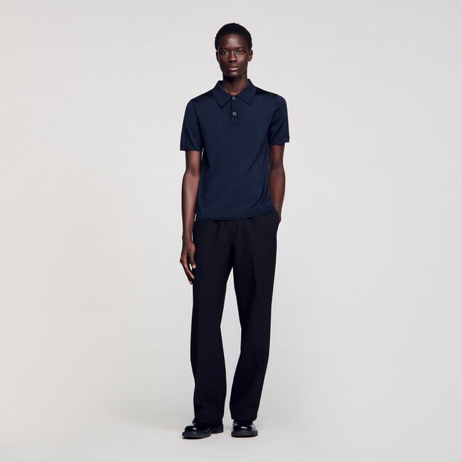 Short-sleeve knitted polo shirt