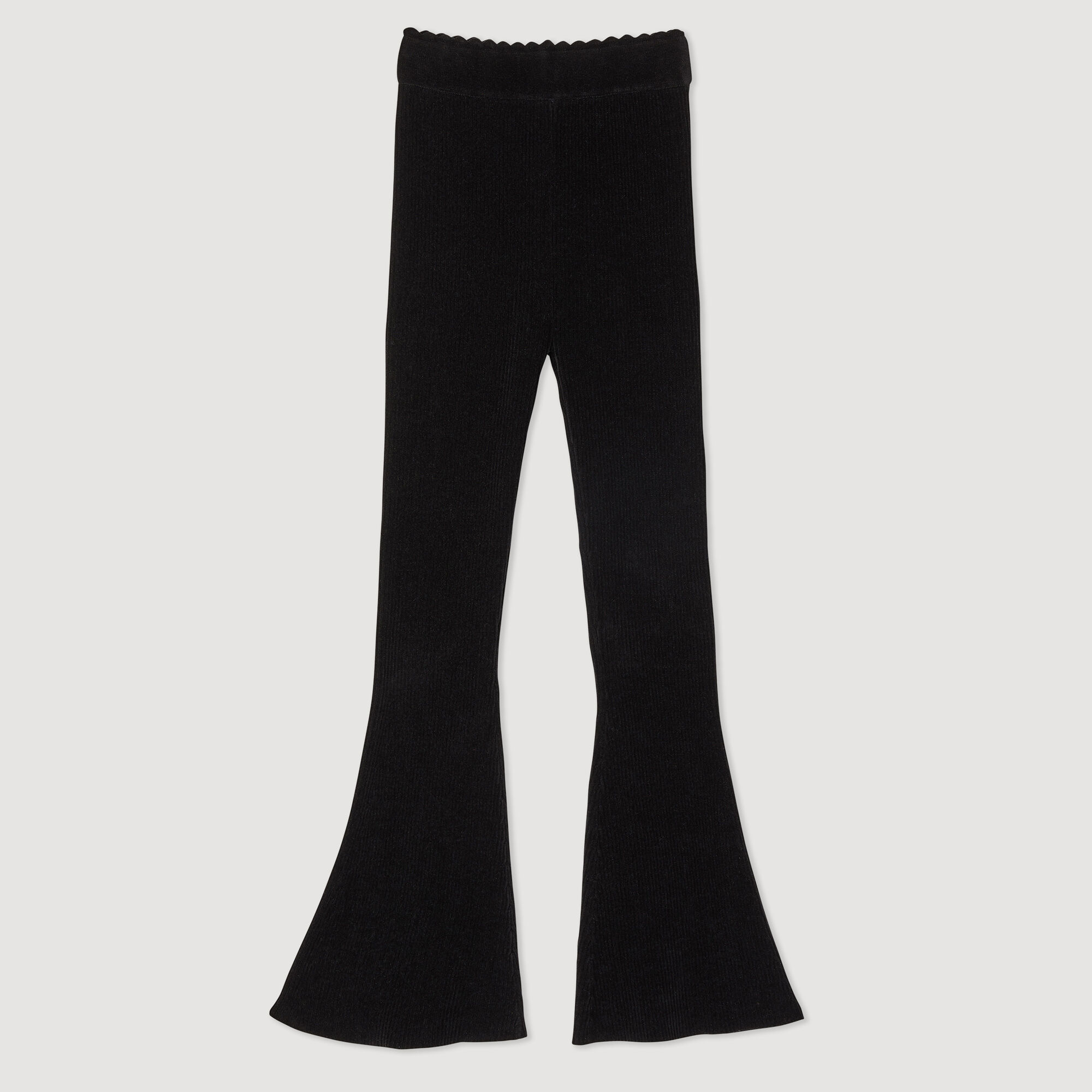 Flared velour knit trousers