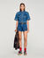 Ruffled denim shorts