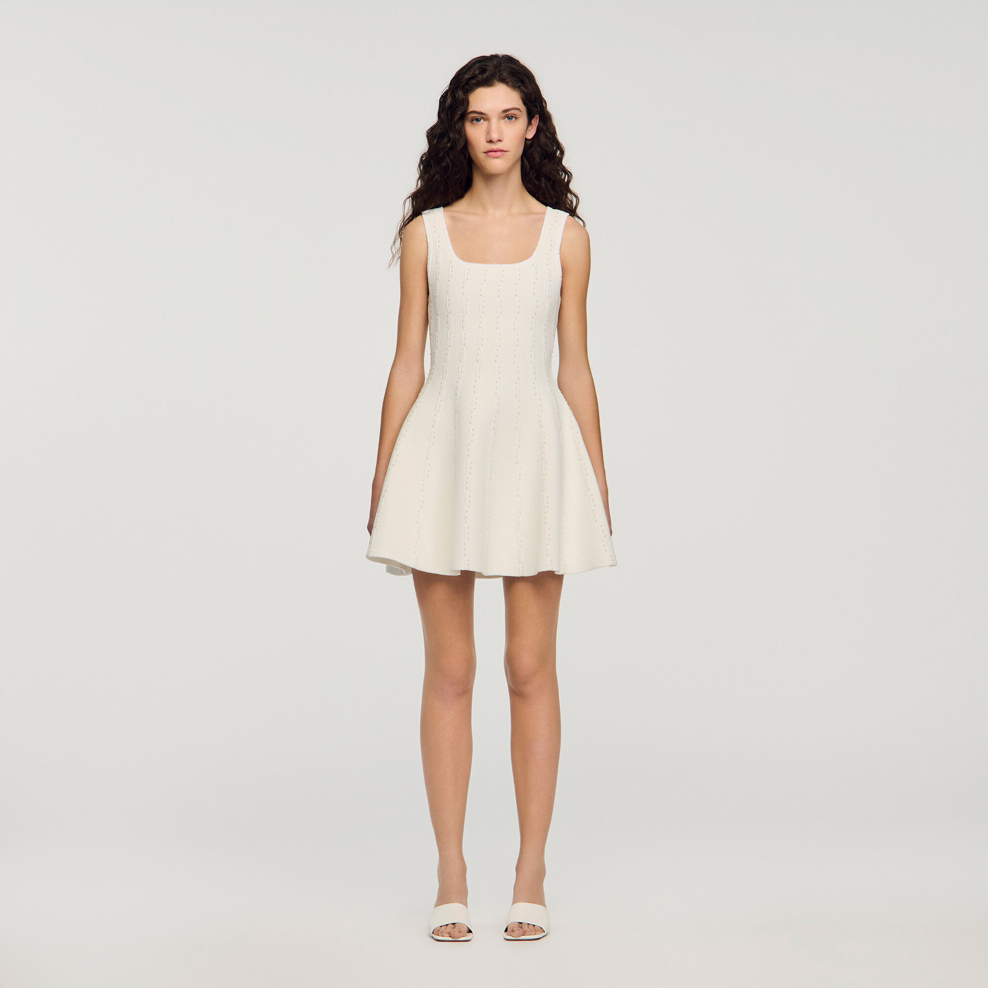 Beaded knit short dress