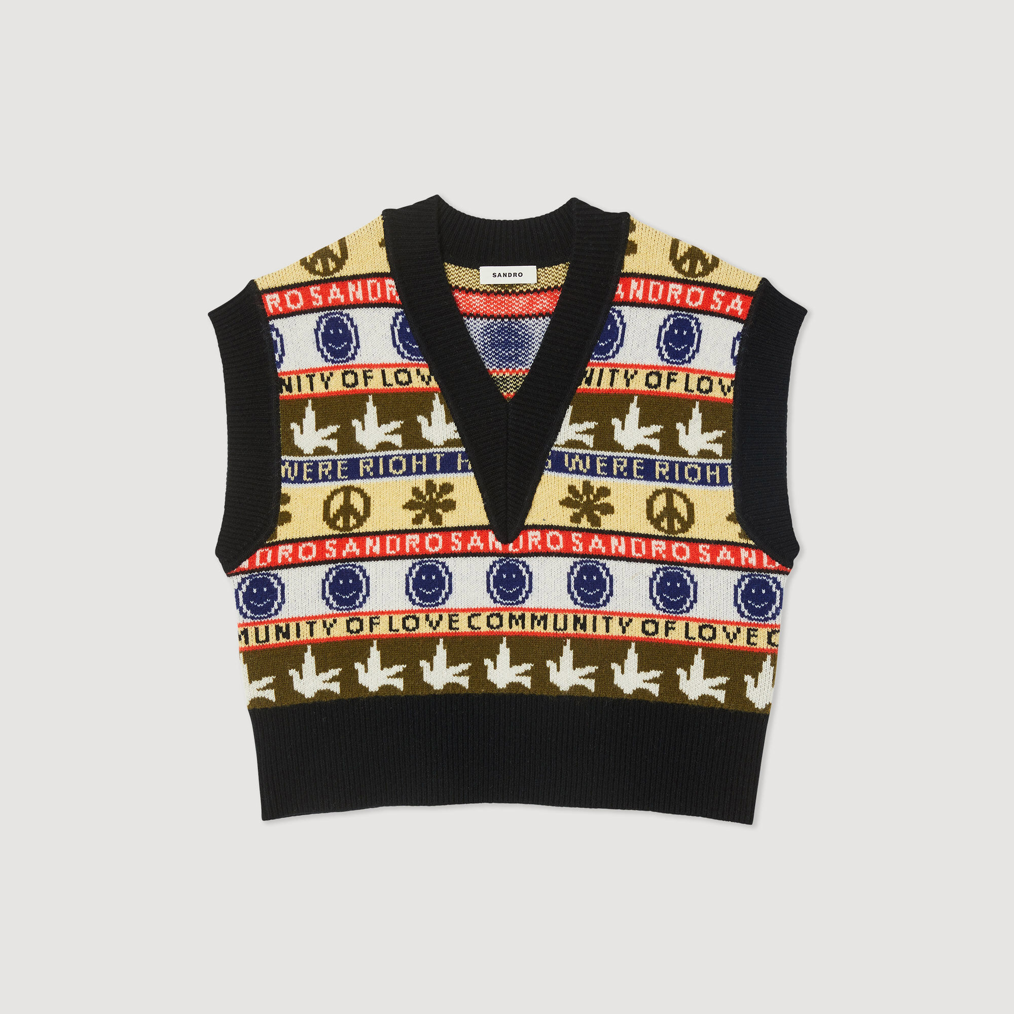 Sleeveless sweater with motif