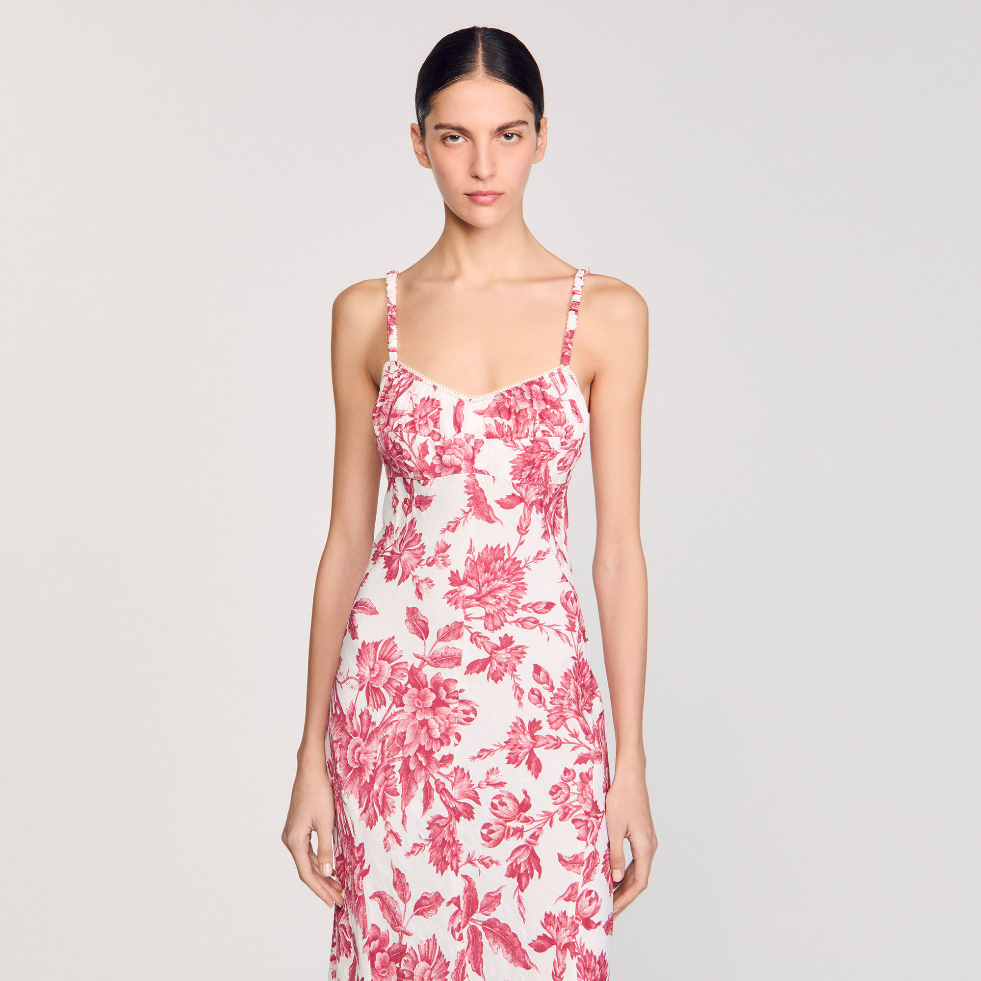 Floral print maxi dress red For Women | Sandro Paris