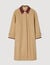 Trench coat with leather collar