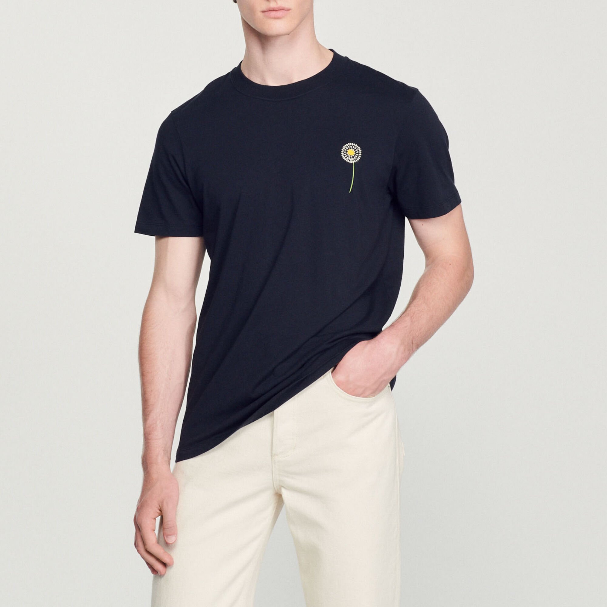 Cotton T-shirt with Dandelion embroidery