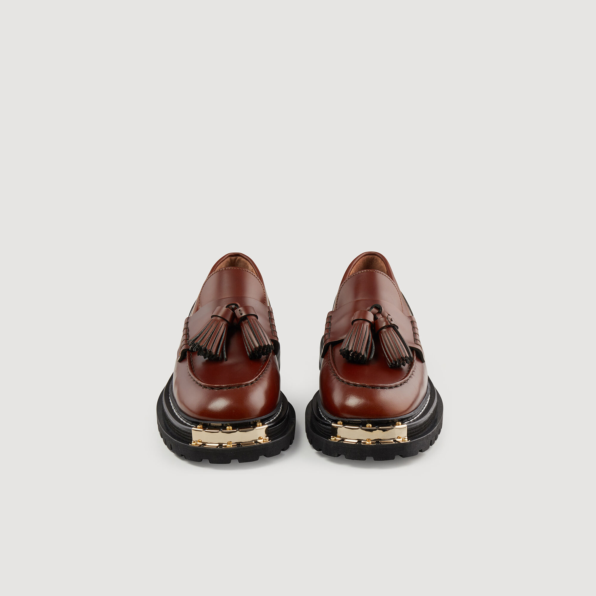 Thick-soled leather loafers