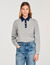 Jumper with denim collar
