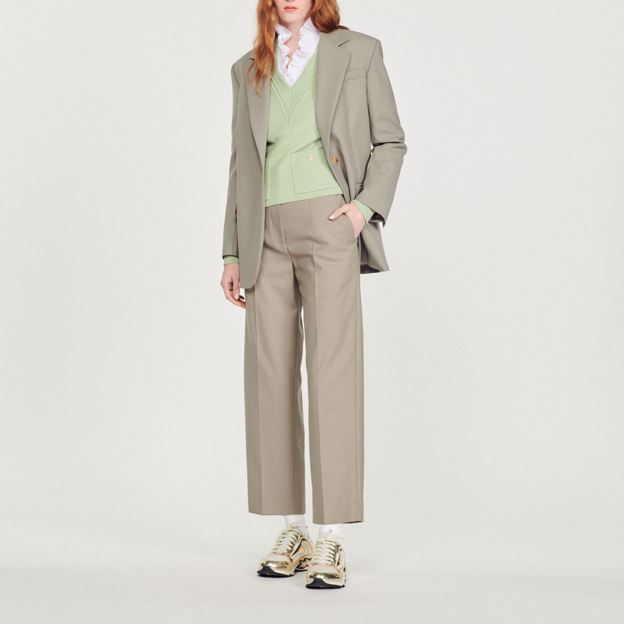 High-waisted tailored trousers