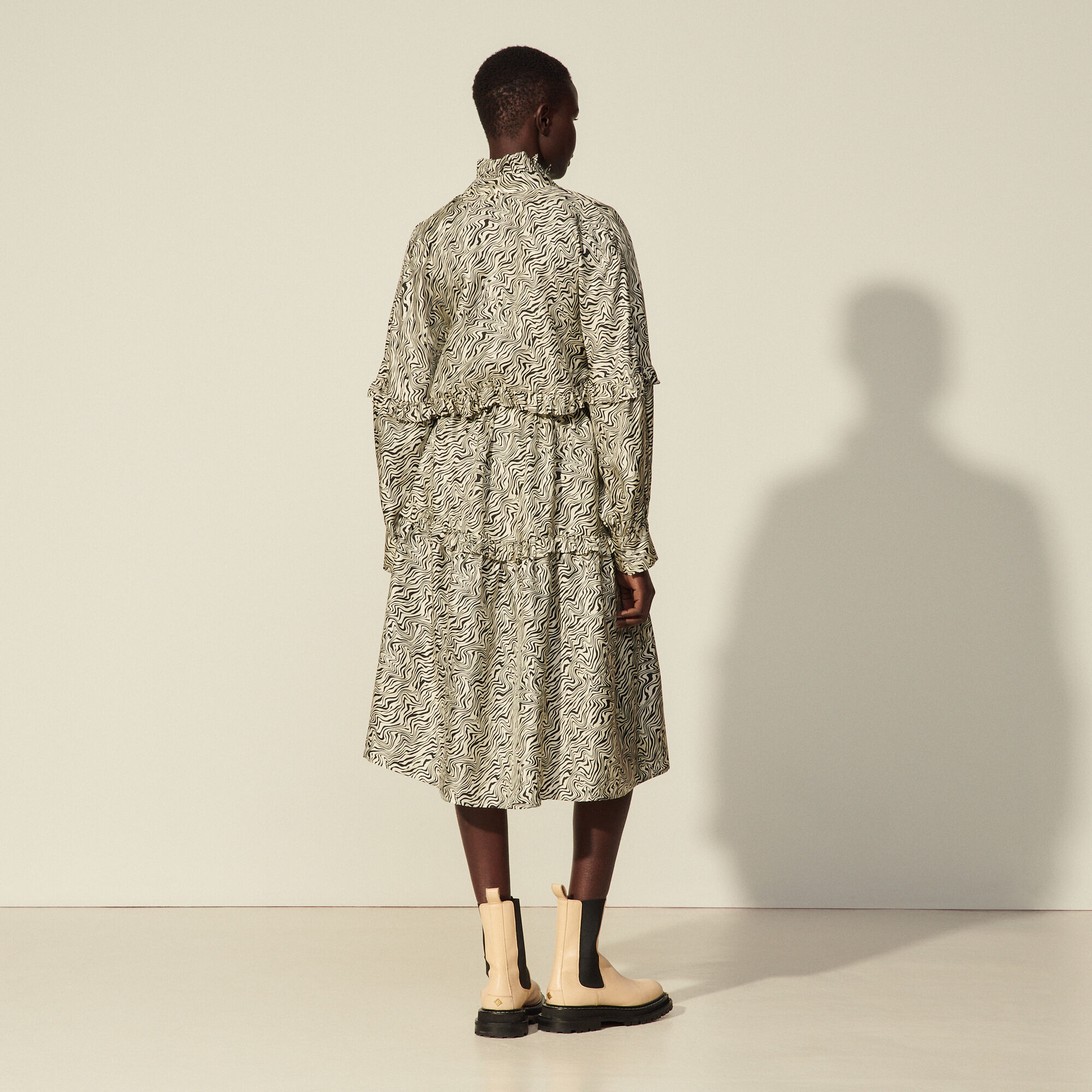 Oversized printed silk dress
