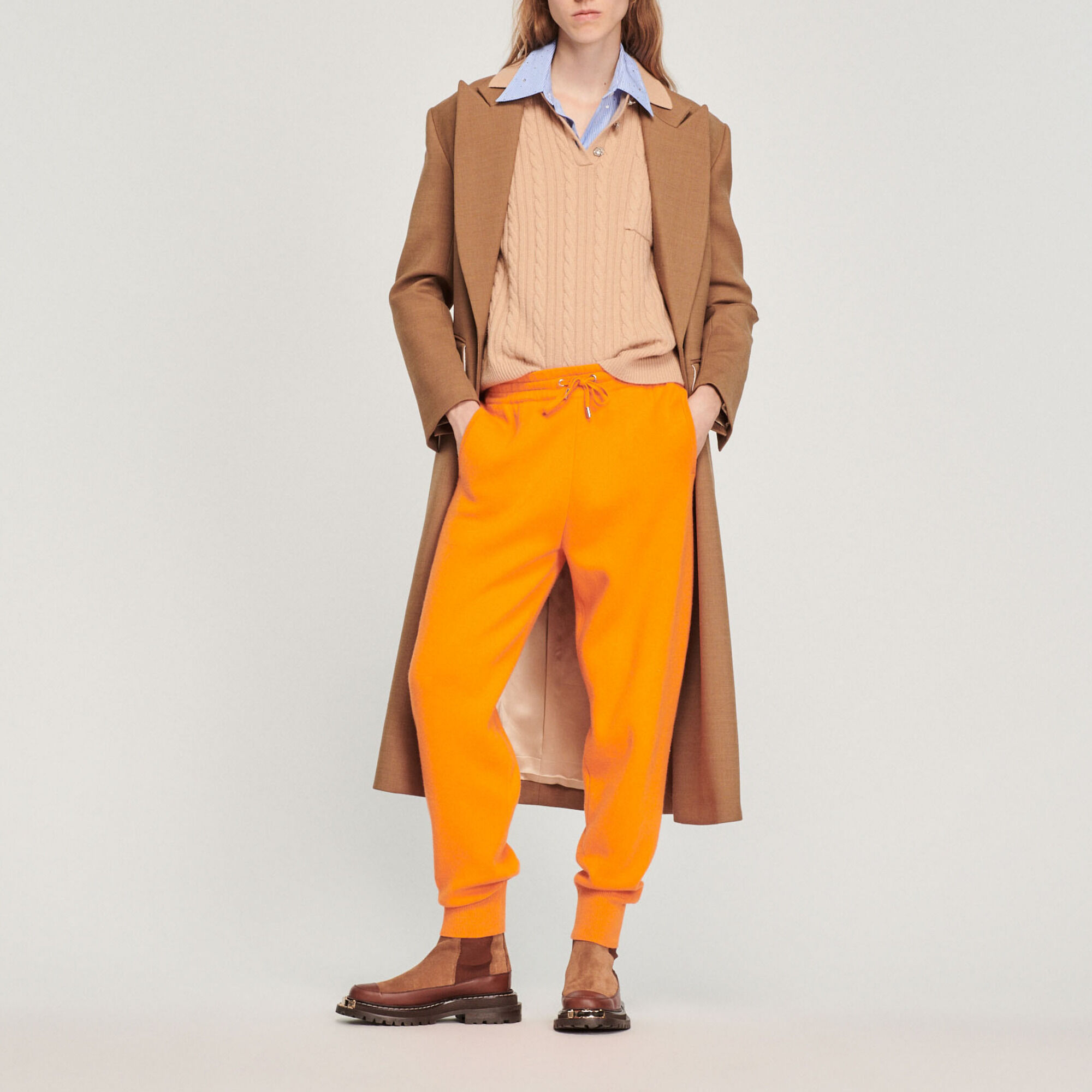 Knitted jogging bottoms yellow orange For Women Sandro Paris