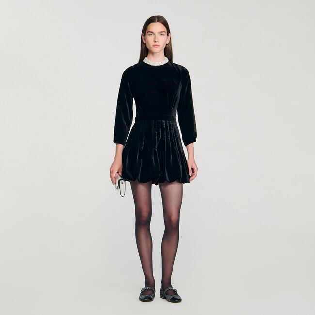 Beaded velvet short dress