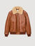 Leather jacket with fur collar