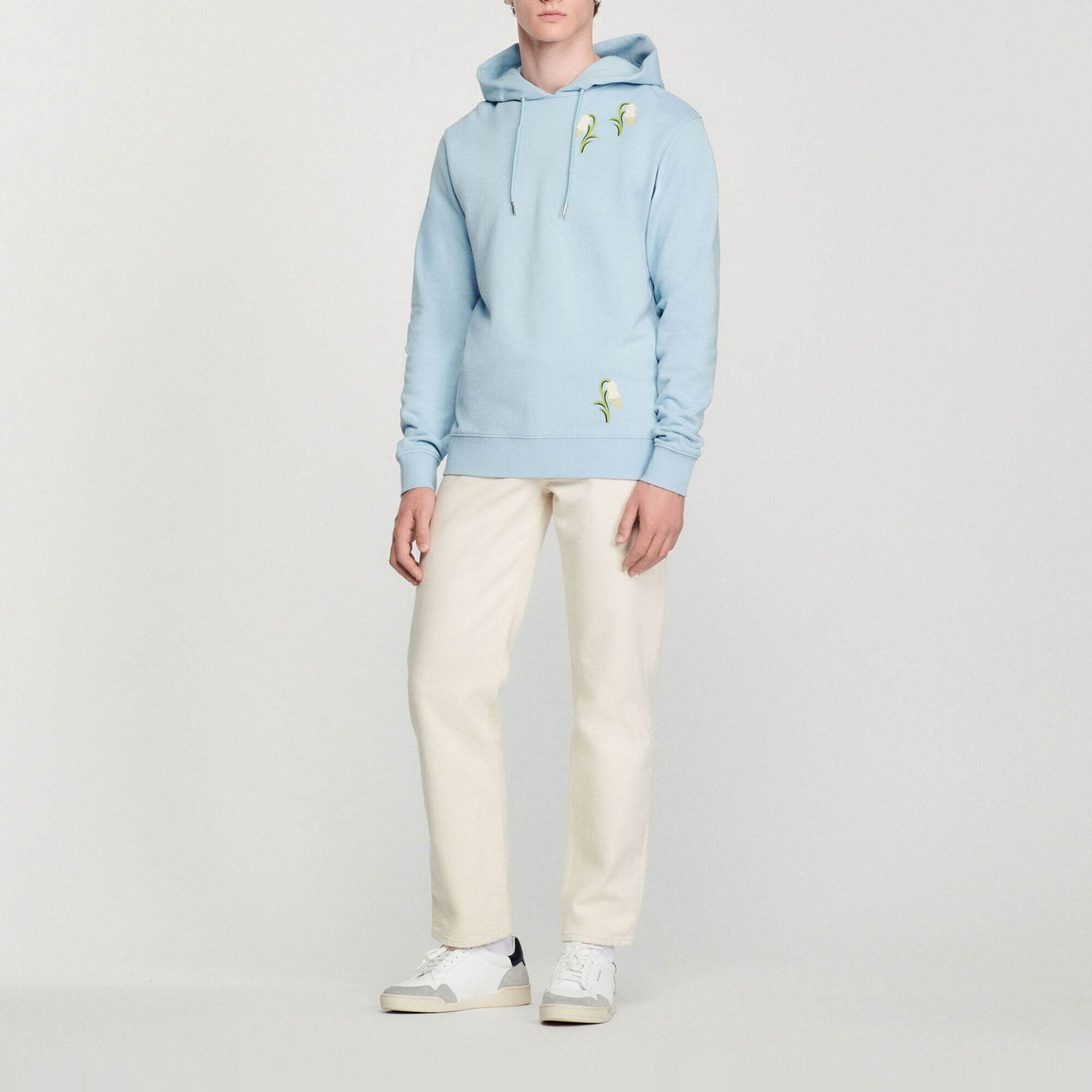 Embroidered lily of the valley hoodie