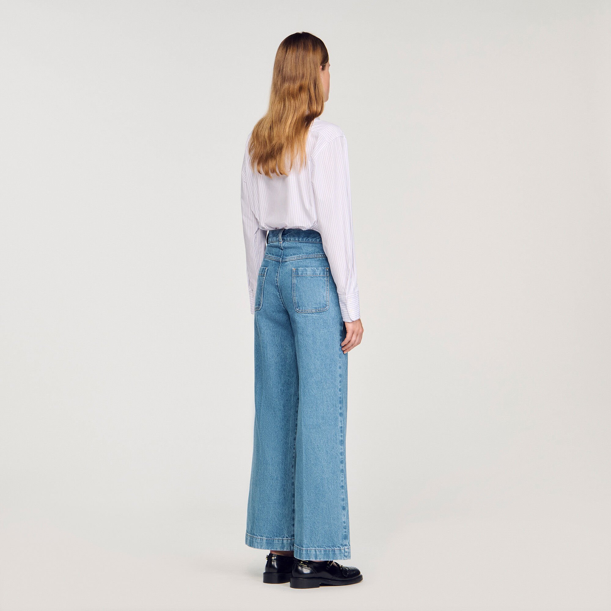 Wide-leg high-rise jeans