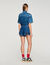 Ruffled denim shorts