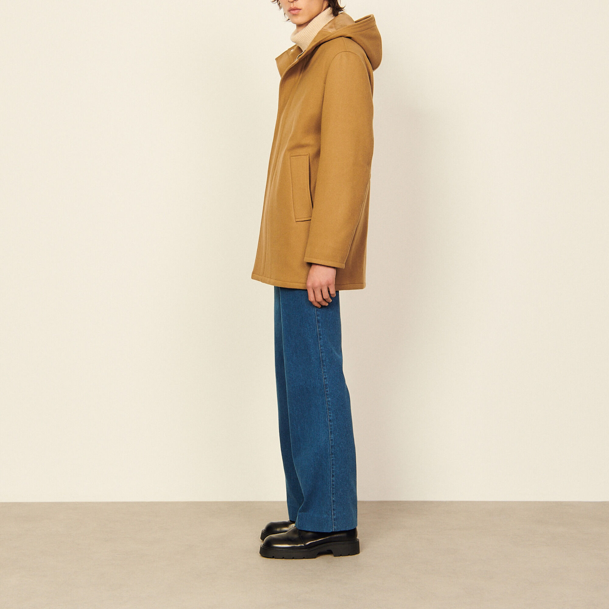Wool and cashmere blend hooded parka