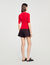 Short-sleeve ribbed jumper