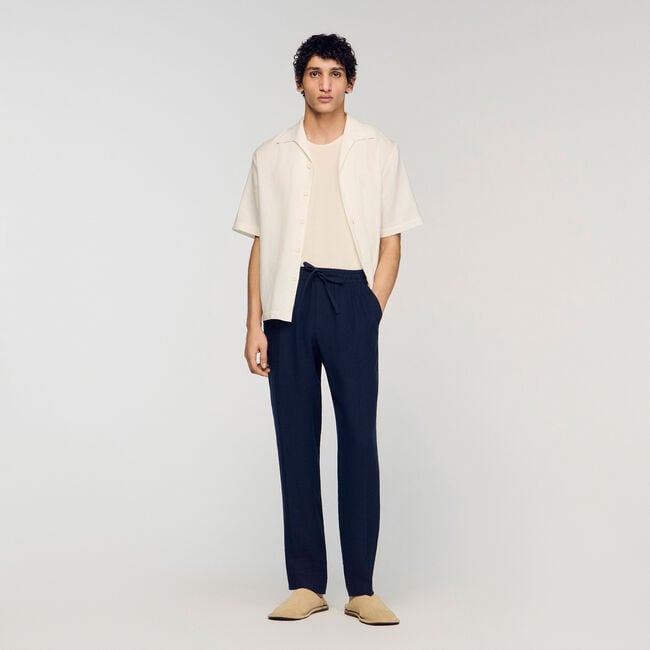 Straight-leg linen trousers