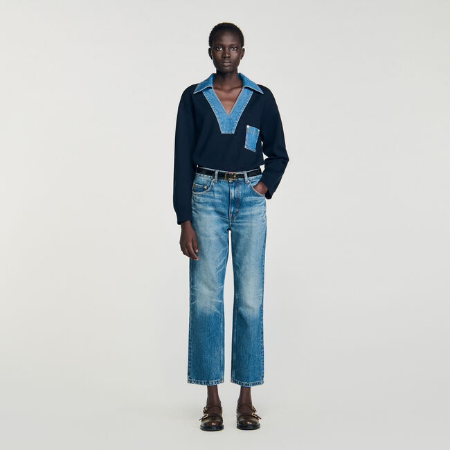 Jumper with denim details