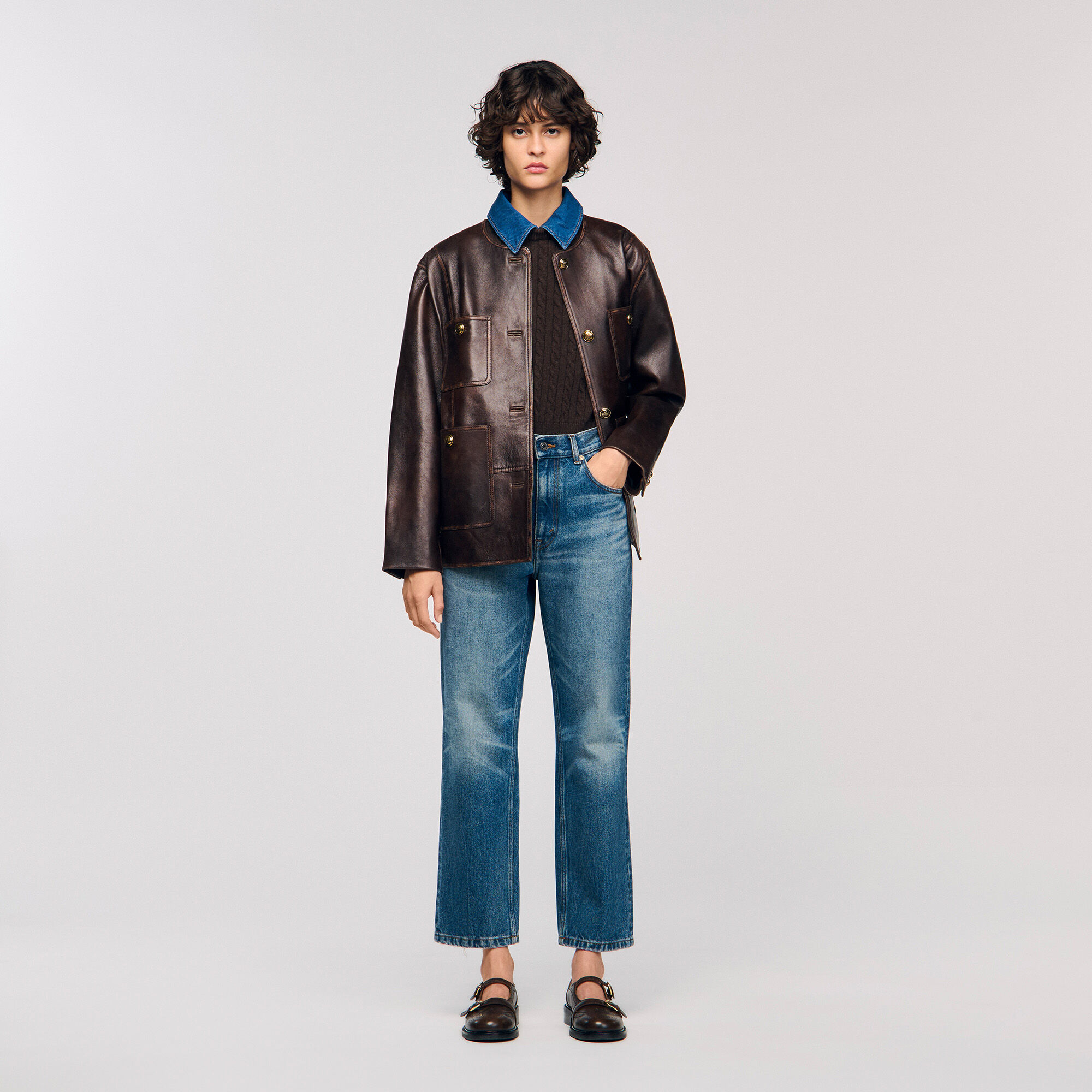 Knit and denim jumper