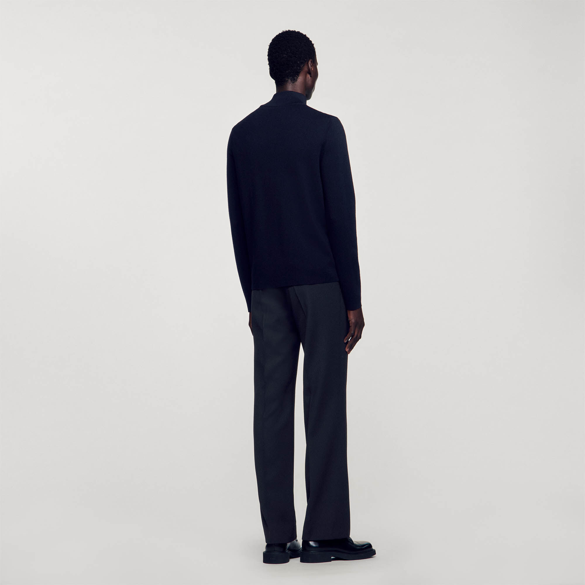 Wool jumper with zip collar