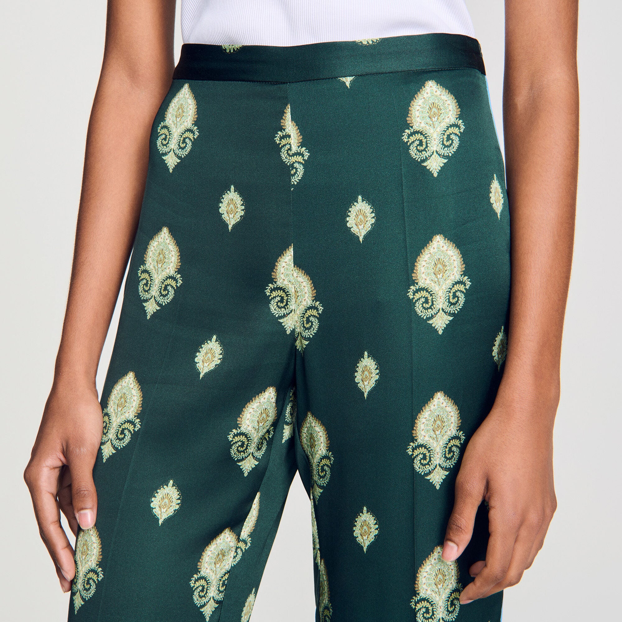 Paisley-print floaty trousers