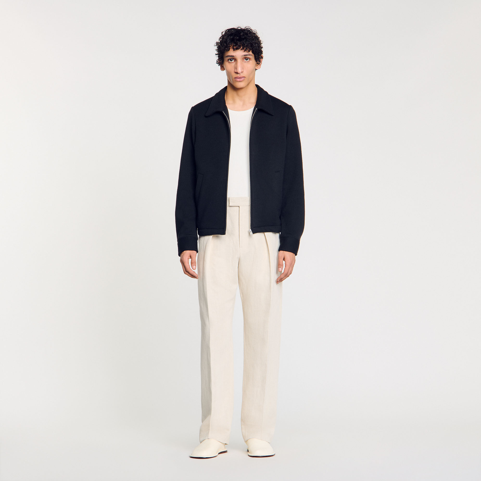 Knitted jacket black / gray for Men | Sandro Paris