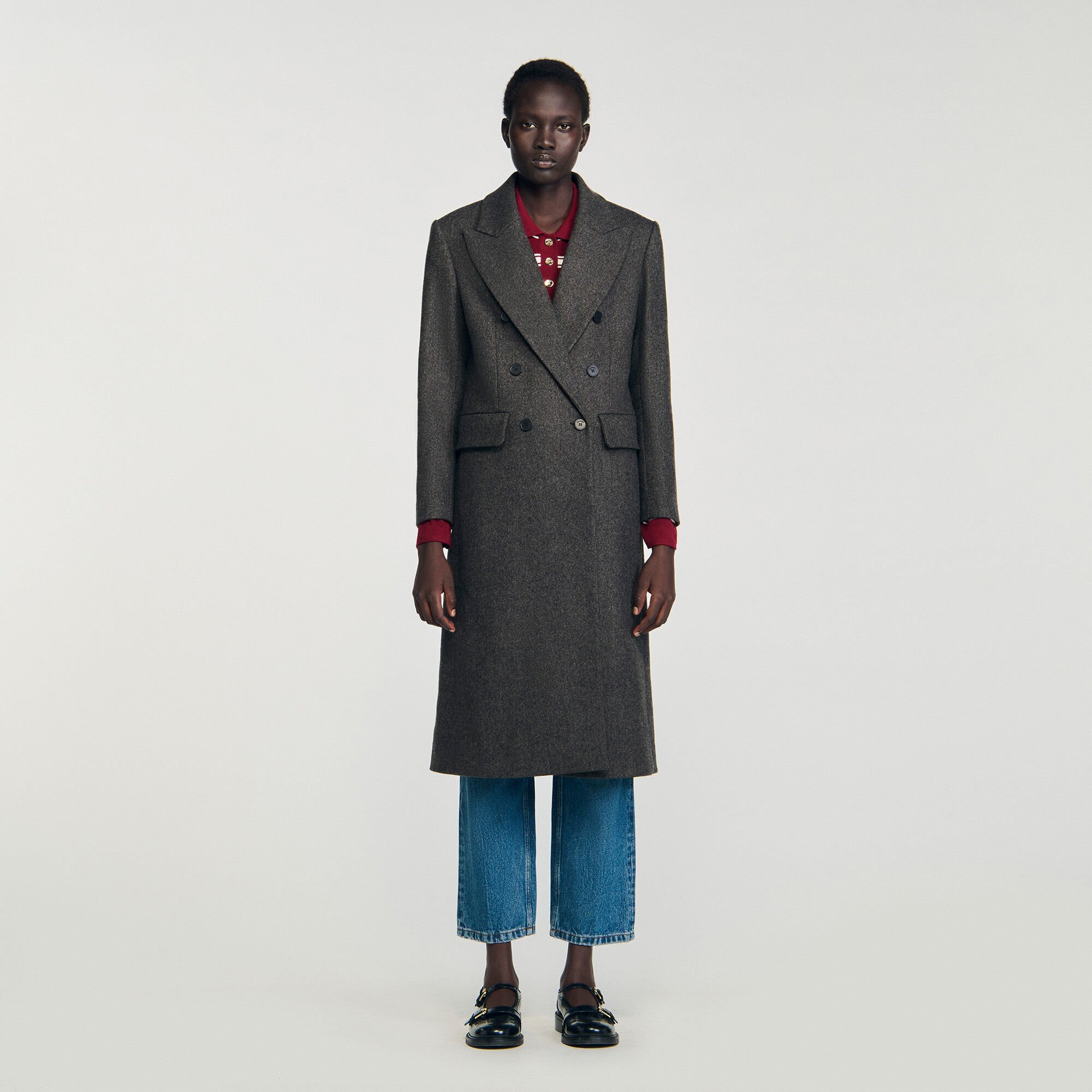 Fitted double-breasted coat