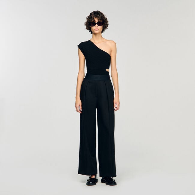 Asymmetric knit bodysuit